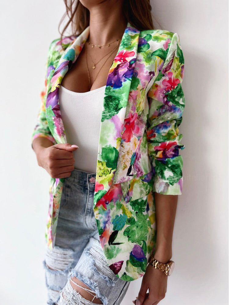 Turn-down Collar Blazer Coat Cardigan Outwear