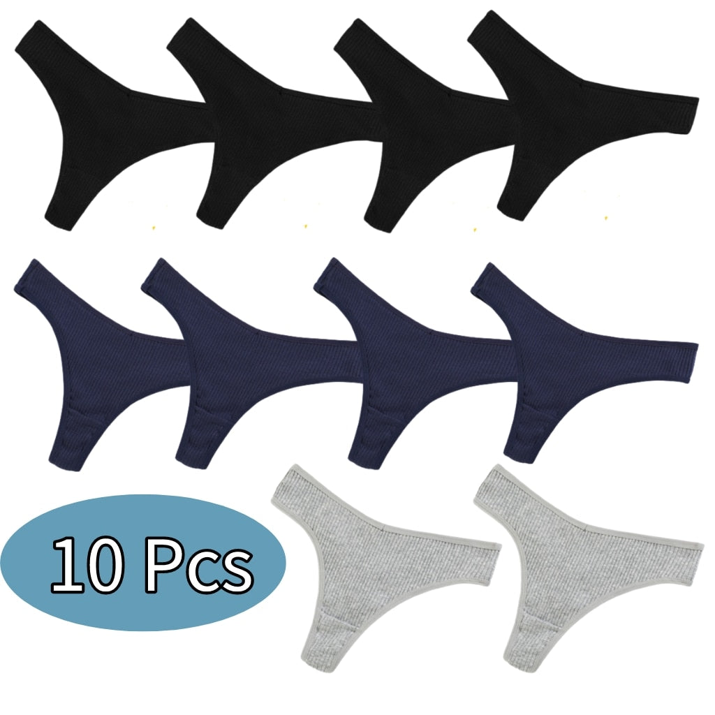 Sexy Women Panties 10 Color Cotton Thongs 5/10PCS Lots Low Rise Female Underwear G String Thong Women Bikini Lenceria Femenina