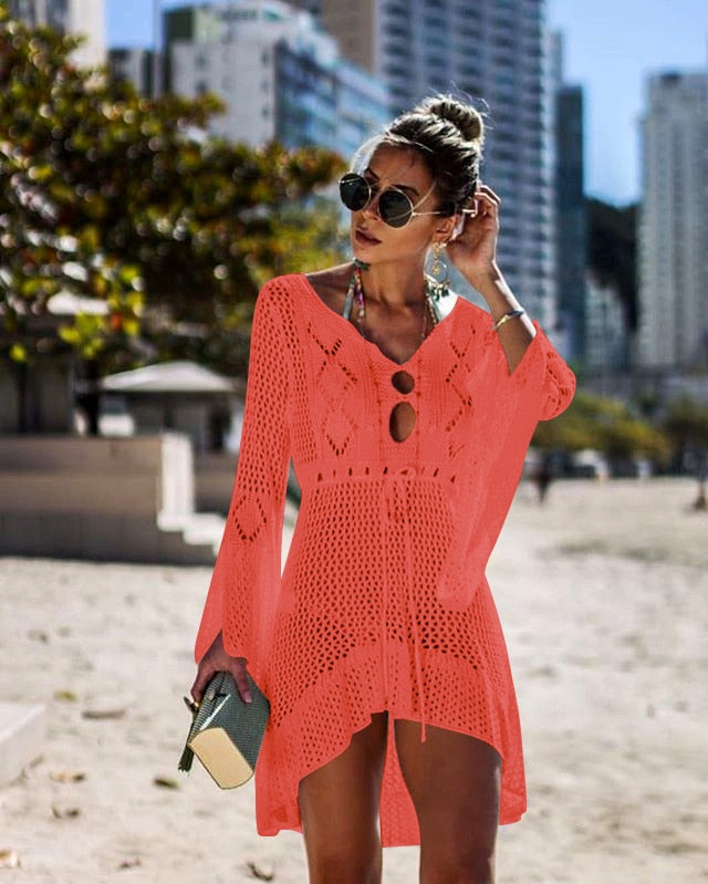 Sunscreen shirt flared sleeve beach blouse bikini jacket sweater swimsuit