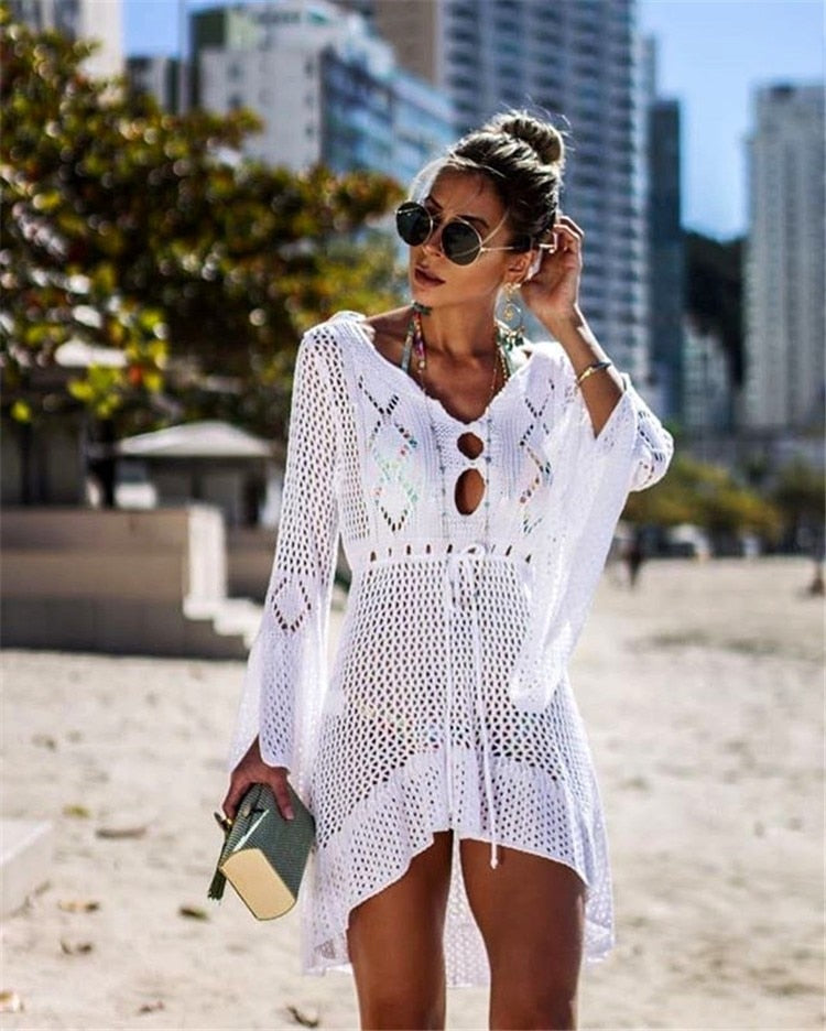 Sunscreen shirt flared sleeve beach blouse bikini jacket sweater swimsuit