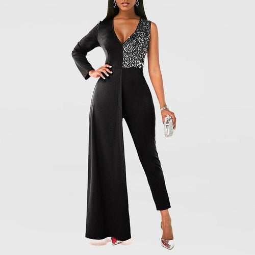 Sexy V Neck Slim Office Lady Playsuit Overalls Women Jumpsuit