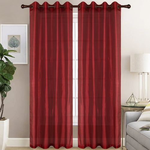 Christina - Faux Silk Semi Sheer Panel - Set of Two - Assorted Colors