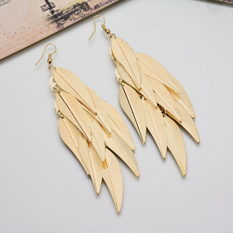 Multi Layer Willow Leaf Spear Earrings