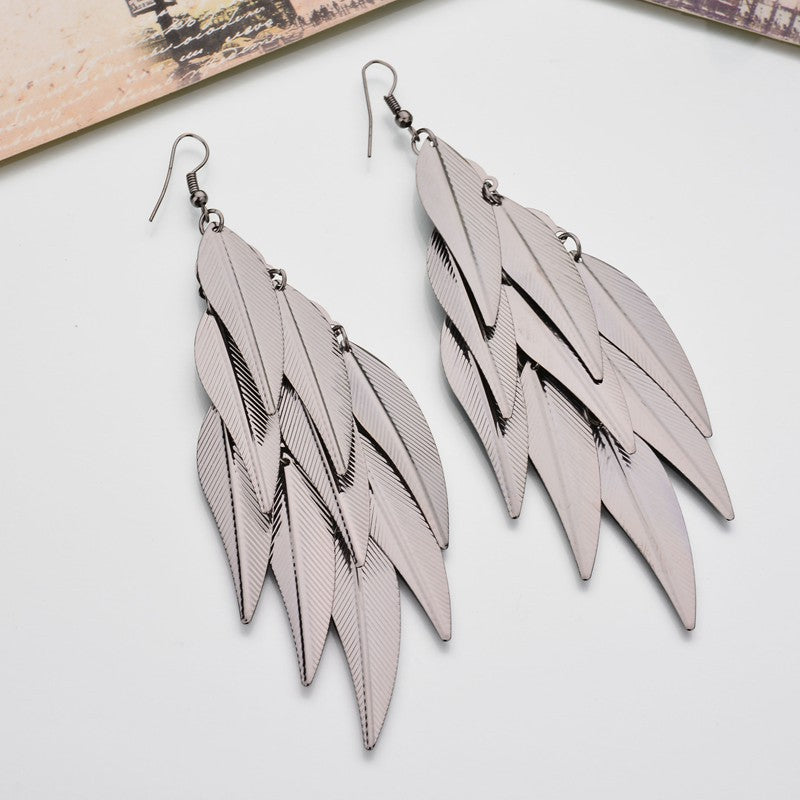 Multi Layer Willow Leaf Spear Earrings