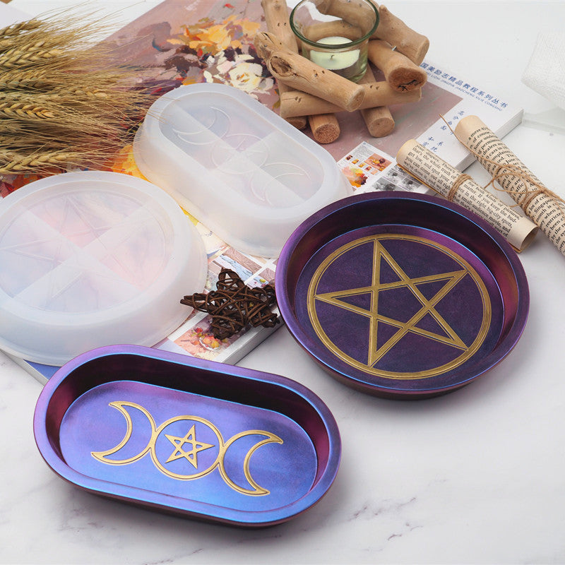New DIY Double Moon Star Plate Dish Silicone Mold