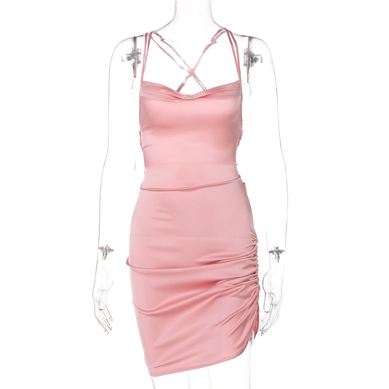 Hollow Out Lace Up Dress