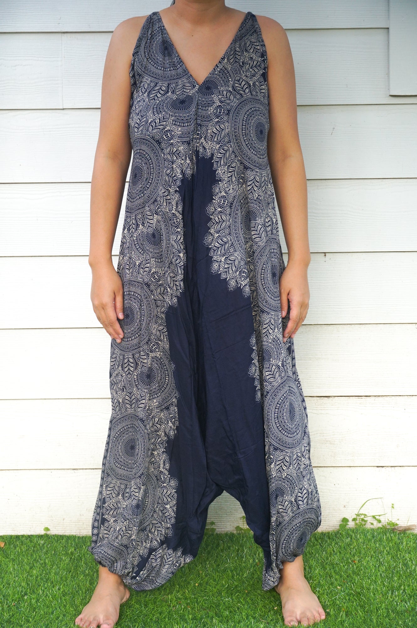 Blue Lotus Boho Jumpsuit, Hippie Rompers