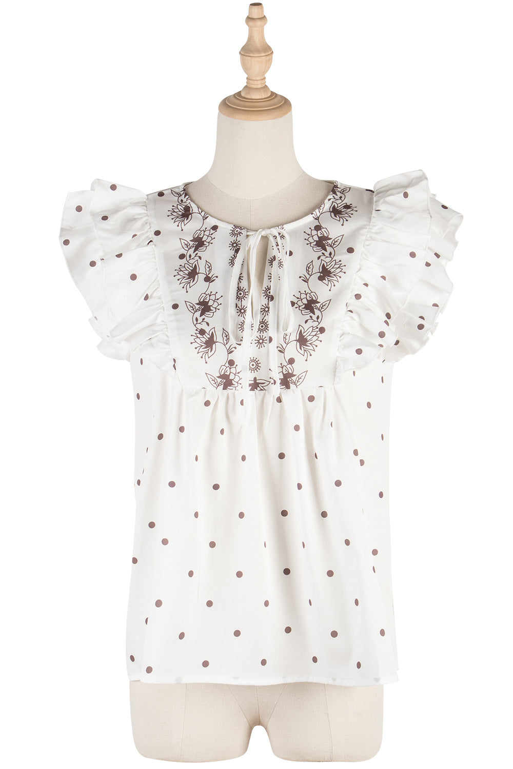 New Polka Dot Crew Neck Tie Loose T-Shirt