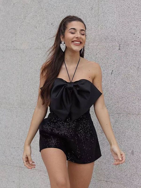 Hanging Neck Tube Top Butterfly Jumpsuit