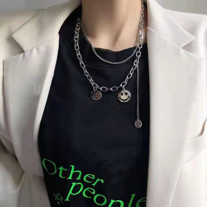 Smile -Faced Titanium Steel Necklace
