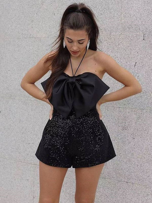 Hanging Neck Tube Top Butterfly Jumpsuit