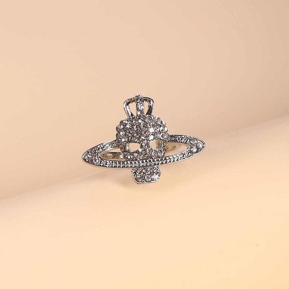 Hollow Diamond Skull Opening Rings