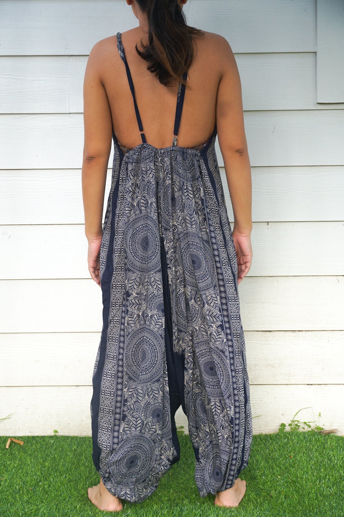 Blue Lotus Boho Jumpsuit, Hippie Rompers