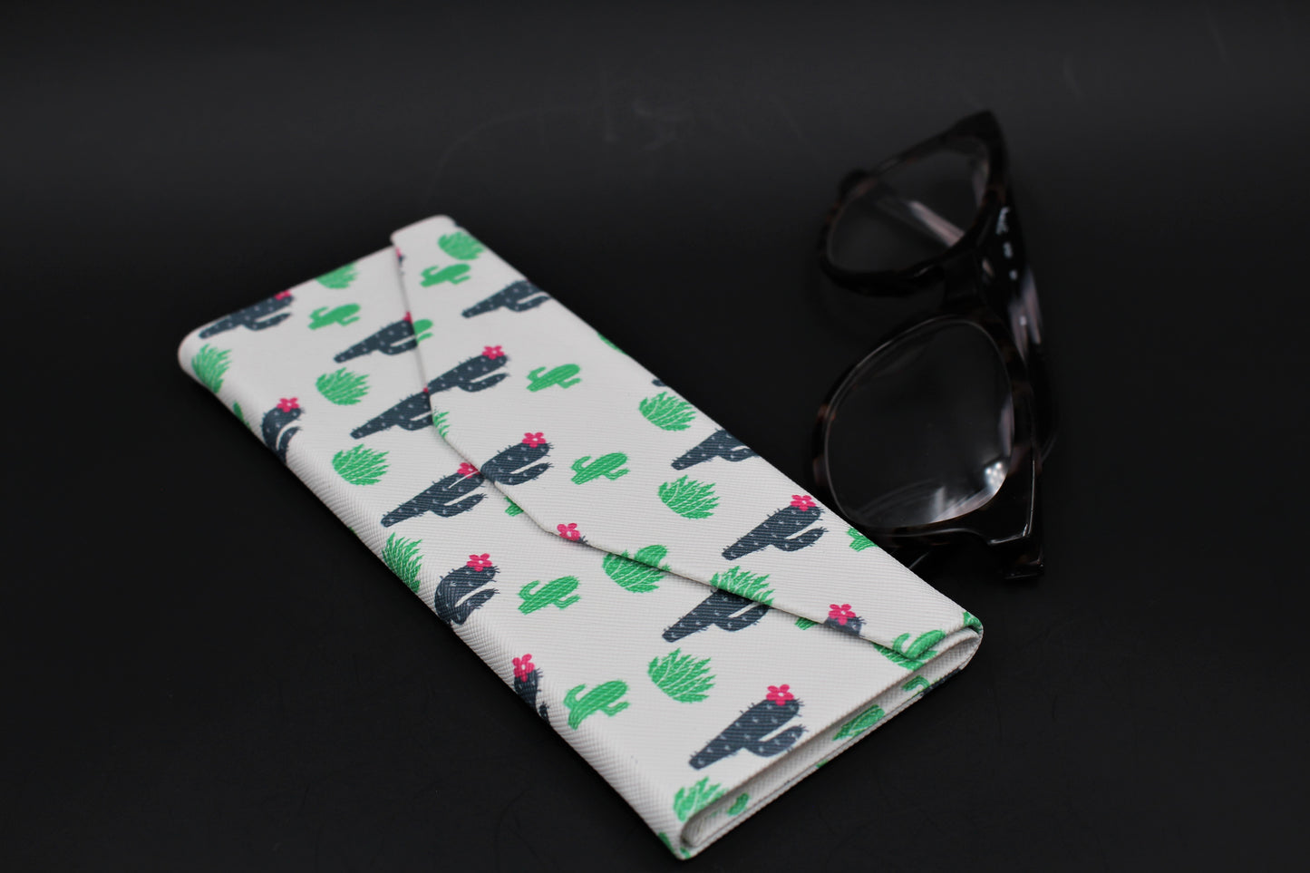 REAL SIC Cactus PU Leather Glasses Case - Cactus Print