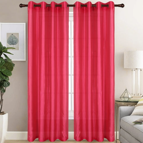 Christina - Faux Silk Semi Sheer Panel - Set of Two - Assorted Colors