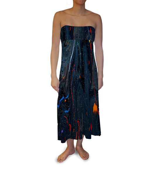 Navy Speckled Liquid Maxi Skirt