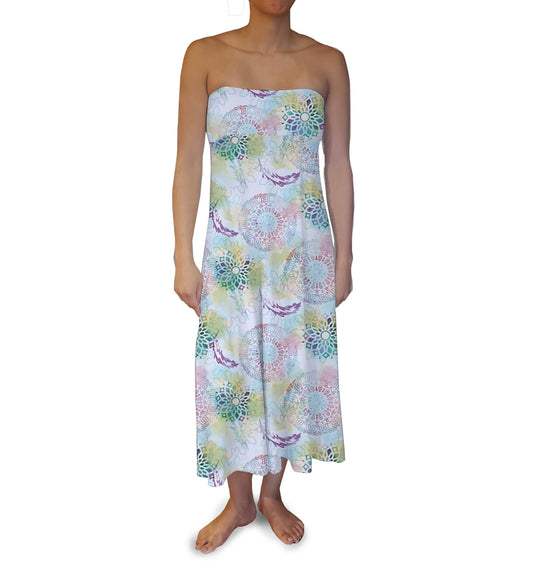 Water Colored Mandala Maxi Skirt
