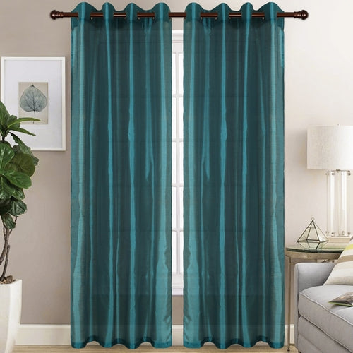 Christina - Faux Silk Semi Sheer Panel - Set of Two - Assorted Colors