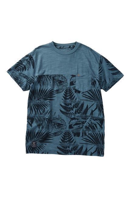 Blue Hawaiian Print Pocket Tee
