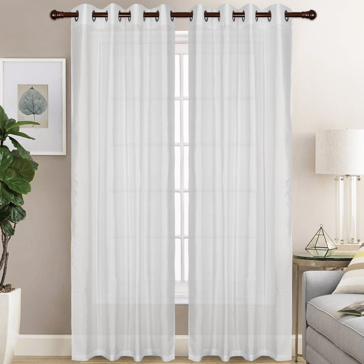 Christina - Faux Silk Semi Sheer Panel - Set of Two - Assorted Colors